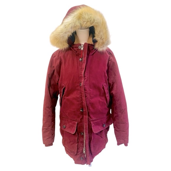 Timberland Burgundy Down Hooded Utility Coat Medium - Picture 1 of 9